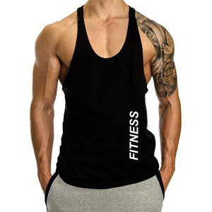 Venta al por mayor de los hombres atléticos Stringer sólido Racerback gimnasio camiseta sin mangas culturismo músculo entrenamiento Fitness gimnasio camisetas - Product Image 3