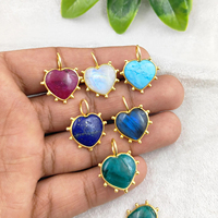 Turquoise Coeur Forme Lunette Pendentif Puffy Coeur Gemme 925 Argent Sterling Or Vermeil Fantaisie Lunette Pendentifs Fabrication de Collier