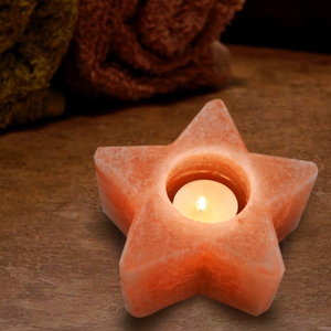 Porte-bougie en sel de l'Himalaya en forme d'étoile |   Sel rose naturel Décoration d'intérieur & Bien-être Spa Approche de guérison holistique - Product Image 1