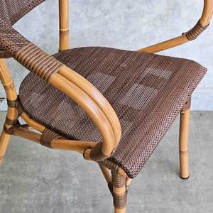 GCF216 Contemporary <b>Outdoor</b> Aluminum <b>Chair</b> with Durable and Comfortable Wood Metal Armrests Waterproof <b>Stackable</b> for Park Use - Product Image 4