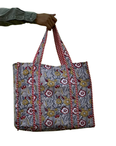 Sac fourre-tout en coton 100% matelassé de qualité supérieure ATITHI ART, fermeture à glissière, bandoulière/longues poignées - Écologique, réutilisable, personnalisable - Product Image 3