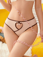 Ropa interior femenina de cintura baja, acanalada, con aberturas y bloques de color, transpirable, con efecto levanta glúteos y diseño de lazo, tipo pantalón triangular