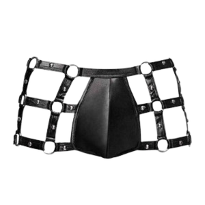 Bulldog Leather Jockstrap <b>Black</b> Red Faux Leather One Size Fetish Wear - Product Image 4