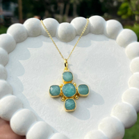 Pendentif coussin en pierre naturelle design perlé fait à la main croix religieuse briolette multi pierres précieuses pendentif collier breloques en gros