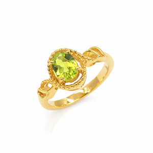 Anillo Clásico Ovalado de Plata de Ley 925 con Peridoto, Banda Elegante, Joyería Minimalista de Diseño - Product Image 1