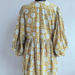 Robe midi en coton à imprimé floral à col profond, style bohème, pour l'été - Product Image 1