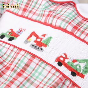 Vêtements pour bébé en coton de luxe d'hiver personnalisables, broderie de camion de chantier, smock à manches bouffantes pour garçon, fabrication en gros ODM - Product Image 5