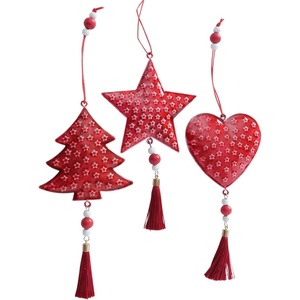 Árbol de Navidad de Color rojo, adorno decorativo de Navidad colgante de Metal para decoración festiva de árboles de vacaciones y regalo de decoración del hogar - Product Image 3