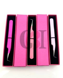 Pince à épiler professionnelle de haute qualité en acier inoxydable, différentes nuances de rose, revêtement en poudre, pointe argentée à 90 degrés, pour extensions de cils - Product Image 5