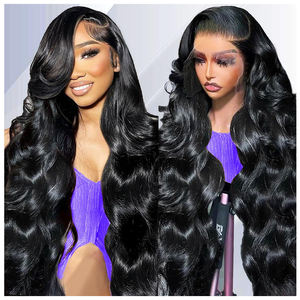 Perruque brésilienne sans colle 13x6 HD brute non traitée pour cheveux de bébé à cuticules frontales alignées avec vague de corps pour femmes noires de qualité supérieure - Product Image 1