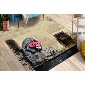 Tapis imprimé Gorilla, tapis fin, design abstrait Banksy, décoration de cave d'homme, tapis doux non tissé - Product Image 1