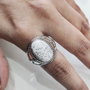 แหวนเงินแท้ 925 ประดับโอปอลธรรมชาติ ดีไซน์พิเศษสำหรับผู้ชาย ของขวัญแต่งงานสไตล์ออตโตมัน ประจำเดือนตุลาคม - Product Image 3