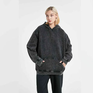 Sudadera CON CAPUCHA DE VERANO informal de algodón 100% forrada con bordado 3D y apliques impresos digitales lavados con ácido - Product Image 6