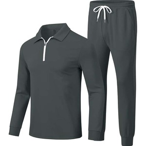 Ensemble de survêtement d'hiver pour homme, décontracté, coupe-vent, grande taille, deux pièces, avec haut à manches longues entièrement zippé et pantalon de jogging, couleur et taille personnalisées - Product Image 1