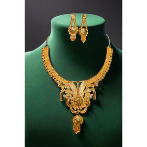 Premium Quality Necklace Earrings <b>Set</b> with 22K Gold Plated Unique Designed <b>Women</b> Wear Necklace Earrings <b>Set</b> <b>Jewelry</b> - Product Image 1