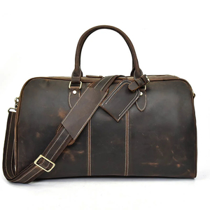 Vintage Leather Duffel Gym Sports Overnight <b>Weekend</b> <b>Bags</b> <b>for</b> <b>Men</b> and Women Leather Travel <b>Bags</b> - Product Image 1