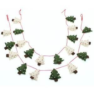 Guirlande d'arbre en feutre de luxe faite à la main, écologique, blanche/verte, décoration de Noël d'intérieur - Product Image 2