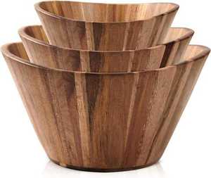 Nuevo y Elegante Tazón de Madera Tallado a Mano para Servir Ensaladas, Moderno y No Tóxico para la Mesa de Comedor - Product Image 3