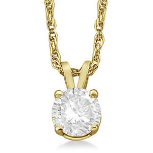Collar con Colgante Solitario de Moissanita de 0.50ct con Engaste de Puntas en Oro Amarillo de 14K - Product Image 1