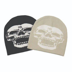 Exquisite Y2K Knitted Jacquard Beanie Hat with Embroidery, a Fashionable Lettered Warm <b>Accessory</b> for <b>Winter</b> - Product Image 1