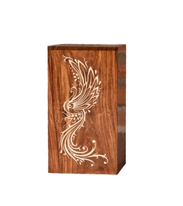 Urna de pavo real con figura de árbol hecha a mano para cenizas humanas, caja de madera con tapa, urna para mascotas, urna de cremación, recuerdo de enterramiento - Product Image 1