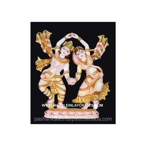 Statue Krishna Radha en marbre blanc, 1 pièce - Product Image 1