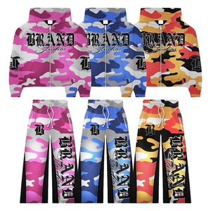 Unisex lavado con ácido 100% pantalones de chándal de algodón parche bordado Rhinestone Baggy Fit Terry estilo rasgado invierno ODM suministro para hombres - Product Image 1
