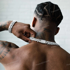 ราคาผลิตเพชรหรูหราสร้อยคอโซ่เหลี่ยม19มม. สำหรับผู้ชายฮิปฮอปเครื่องประดับเพชรชั้นดีสำหรับผู้หญิง - Product Image 4