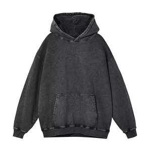 Unisex Acid Wash Embroidered Pullover 100% Cotton Lightweight Eco-Friendly Breathable Fleece Custom Logo Front Oversized High - Product Image 4