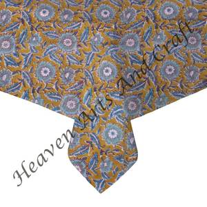 2025 Fabricante al por mayor diseño Paisley mantel cuadrado bloque de mano impreso 100% tela de algodón puro - Product Image 2