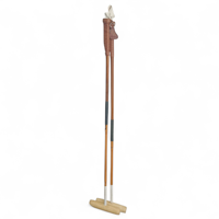 Mallette de polo vintage 48 pouces, manche en cuir marron, tête en bois, canne légère, durable, sûre, cadeau sportif ou festif, à suspendre