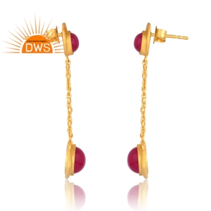 Pendiente de piedras preciosas de cuarzo rojo Aventurina Natural chapado en oro de 18 quilates de Plata de Ley 925 superventas, fabricante de joyería fina Demi - Product Image 4