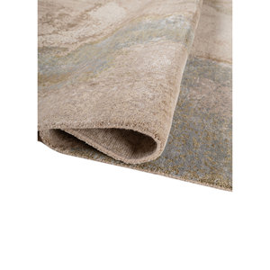 พรมขนสัตว์และไหมไผ่ถักมือสีเบจและสีน้ำตาล ขนาด 9x12 ฟุต รูปทรงสี่เหลี่ยมผืนผ้า สำหรับห้องนั่งเล่นหรือทางเดินในบ้าน-AKWB-13049 - Product Image 2