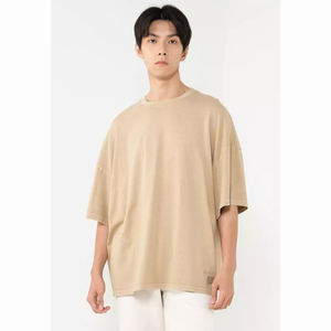 100% algodón personalizado Boxy camiseta de alta calidad de gran tamaño hombro caído estilo desgastado para hombres - Product Image 2