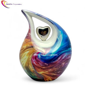 Urna de cremación para adultos, remolino colorido, diseño de corazón en forma de lágrima, fabricante al por mayor, precio bajo, suministros funerarios, lágrima multicolor - Product Image 2