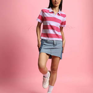 Elegante Slim Fit Mujer Manga corta para Polo Camiseta Tejido elástico transpirable para cómodo Casual Uso diario en el trabajo - Product Image 4