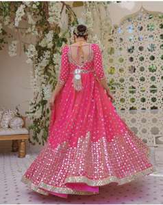 NUEVO DISEÑADOR VESTIDO DE FIESTA PESADO ESPEJO TRABAJO GEOREGTTE VESTIDO CON DUPATTA - Product Image 2