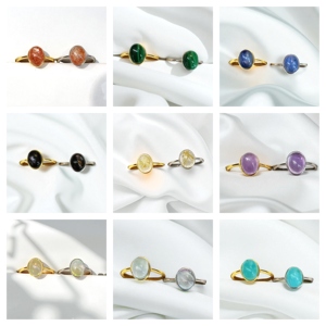 Hecho a mano Oval 6x8 MM Hypersthene Gemstone Anillo apilable Joyería de plata/oro - Product Image 2