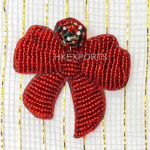 Handmade Beaded <b>Bow</b> Earrings <b>Red</b> Statement Fashion Jewelry for Women Unique Handmade Dangle Earrings - Product Image 3