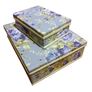 Caja de Joyería con Diseño de Rosas Azules - Estuche de Almacenamiento de Algodón para Armario - Product Image 1