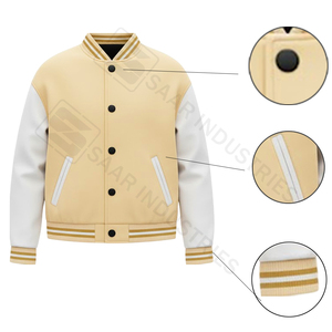 Chaquetas Universitarias Unisex Hechas a Medida con Mangas de Lana, Colección de Invierno Transpirable, Logotipo Frontal Personalizable - Product Image 4