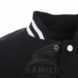 Chaqueta Varsity Letterman con mangas de cuero y lana para hombre y mujer, con decoración de botones, logotipo bordado personalizado para invierno - Product Image 4