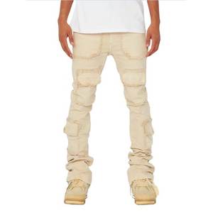 Pantalones vaqueros plisados dobles de cintura alta para hombre, pantalones vaqueros elásticos azules sueltos rectos clásicos de otoño, pantalones de talla grande 30-42 44 46 - Product Image 6