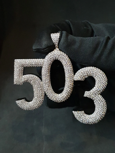 Pendentif numéro 503 en argent glacé, diamant moissanite VVS, collier hip hop, charme - Product Image 6