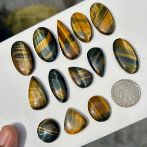 InfinityStones Multi Tiger Loose Gemstone Handmade Smooth Polished Blue Natural Tiger Eye Cabochon Semi Precious Mix Shape - Product Image 4