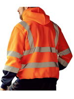 Sweat à capuche en polaire polyester haute visibilité pour homme, veste zippée réfléchissante orange, vêtements de travail d'automne, toutes tailles