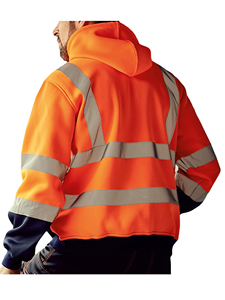 Hi Vis Safety Fleece Zip Hoodie for Men Reflective Sweatshirts <b>Jackets</b> Detachable Hood <b>Cycling</b> Safety <b>Jacket</b> - Product Image 2