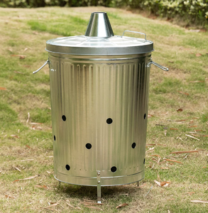 Durable silver galvanised metal garden waste <b>bin</b>, weather resistant galvanized waste container, available at wholesale prices - Product Image 3