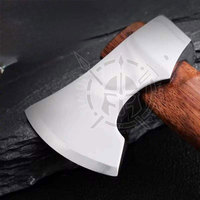 Industrielle Mini-Hochqualitäts-Kohlenstoffstahl-Wikinger-Axt mit Anpassbarem Leder-Eschenholzgriff, Multifunktionales Outdoor-Camping-Beil