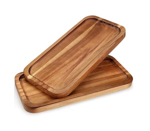 Bandeja hecha a mano de madera de acacia con diseño moderno, tamaño y forma personalizables, acabado de alta calidad para restaurante y uso doméstico - Product Image 2